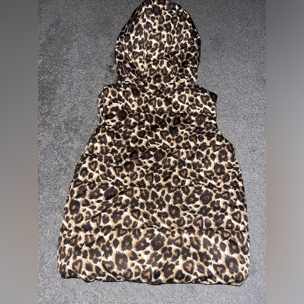 Youth Girls Vest with Hood – The Children’s Place Leopard Print (Size 7/8) - Picture 4 of 5